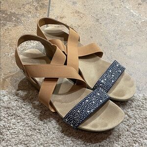 St. John's Bay Tan and Black Sandals